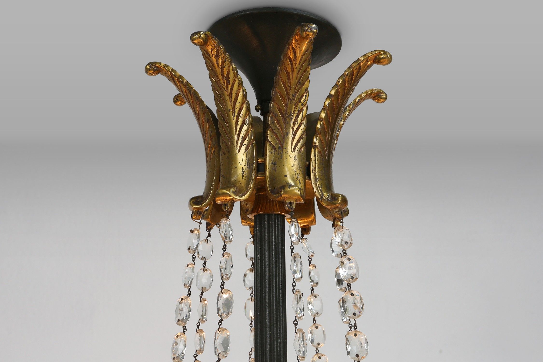 Impressive set of a large bronze Empire Chandelier with 2 wall lights, Belgium ca. 1950thumbnail